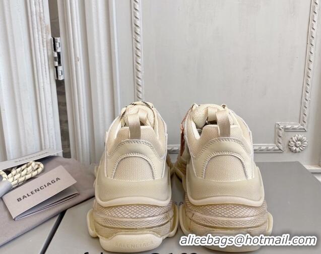 Best Price Balenciaga Triple S Clear Sole Trainers Sneakers in Leather and Mesh Beige 0223030