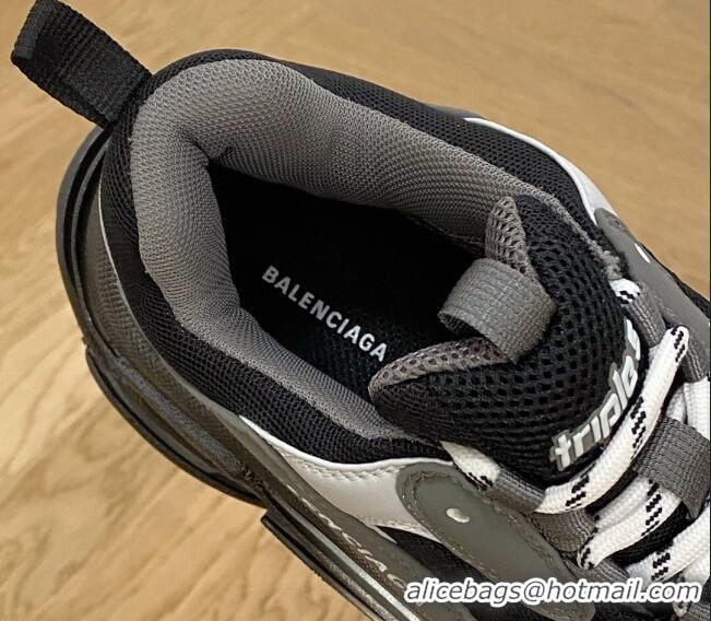 Good Looking Balenciaga Triple S Trainers Sneakers in Leather and Mesh Black/Silver/Grey 223033