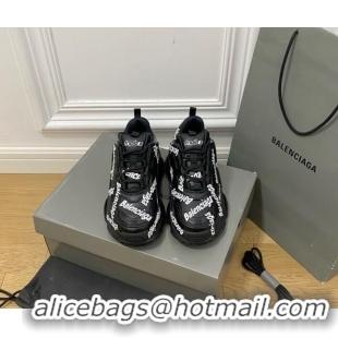 Buy Discount Balenciaga Triple S Trainers Sneakers in Calf Leather Signature/Black 223034