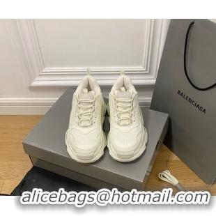 Low Price Balenciaga Triple S Trainers Sneakers in Leather and Mesh Luminous/White 0223035