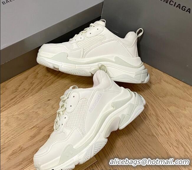 Low Price Balenciaga Triple S Trainers Sneakers in Leather and Mesh Luminous/White 0223035