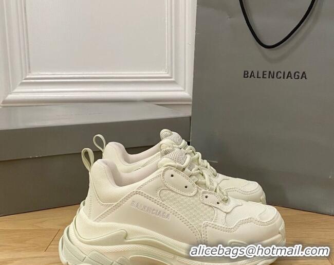 Low Price Balenciaga Triple S Trainers Sneakers in Leather and Mesh Luminous/White 0223035