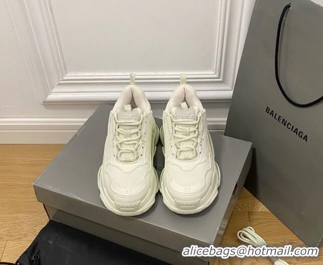 Low Price Balenciaga Triple S Trainers Sneakers in Leather and Mesh Luminous/White 0223035