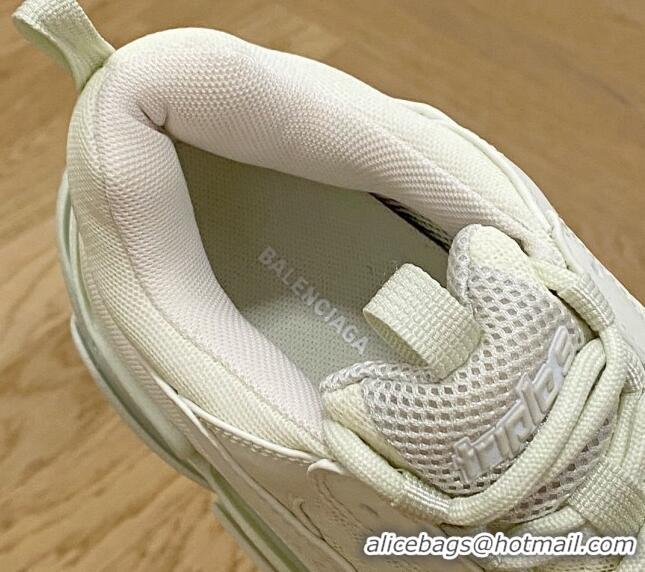 Low Price Balenciaga Triple S Trainers Sneakers in Leather and Mesh Luminous/White 0223035