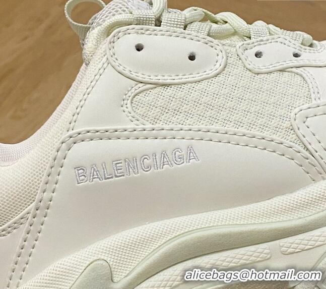 Low Price Balenciaga Triple S Trainers Sneakers in Leather and Mesh Luminous/White 0223035