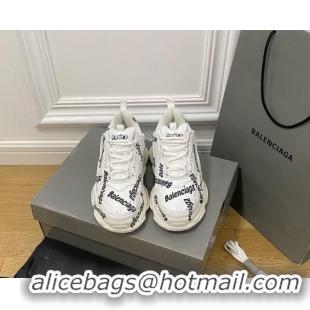 Unique Style Balenciaga Triple S Trainers Sneakers in Calf Leather Signature/White 0223036