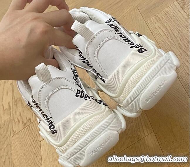 Unique Style Balenciaga Triple S Trainers Sneakers in Calf Leather Signature/White 0223036