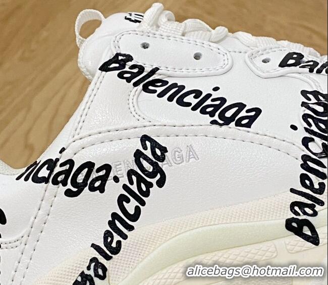 Unique Style Balenciaga Triple S Trainers Sneakers in Calf Leather Signature/White 0223036