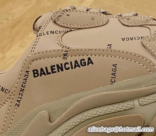 Top Grade Balenciaga Triple S Trainers Sneakers in Calf Leather Signature Brown 0223036