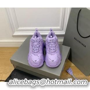 Top Design Balenciaga Triple S Trainers Sneakers in Calf Leather Signature/Purple 0223038