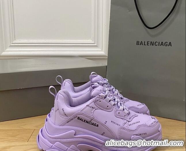 Top Design Balenciaga Triple S Trainers Sneakers in Calf Leather Signature/Purple 0223038