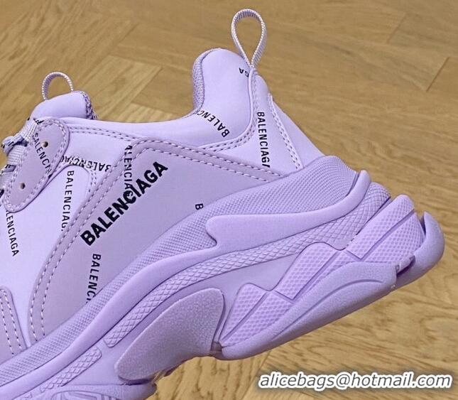 Top Design Balenciaga Triple S Trainers Sneakers in Calf Leather Signature/Purple 0223038