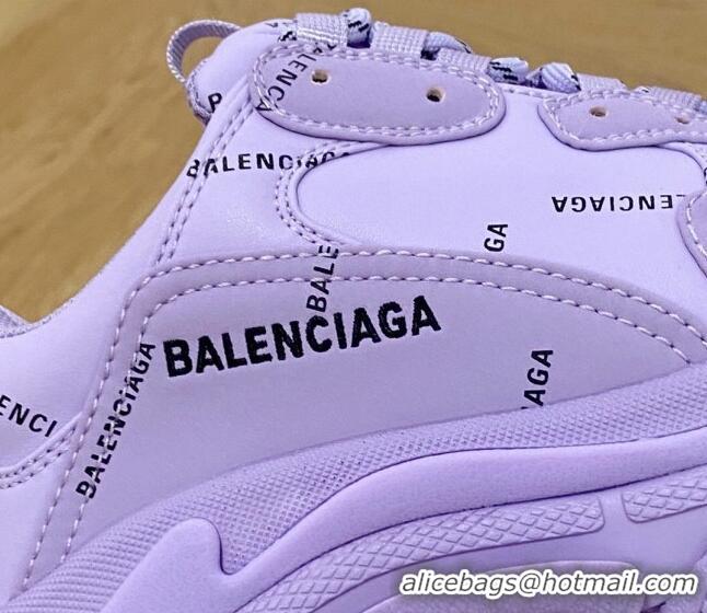 Top Design Balenciaga Triple S Trainers Sneakers in Calf Leather Signature/Purple 0223038