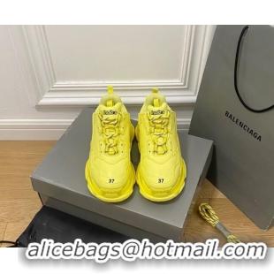 Grade Quality Balenciaga Triple S Trainers Sneakers in Calf Leather Yellow 0223039