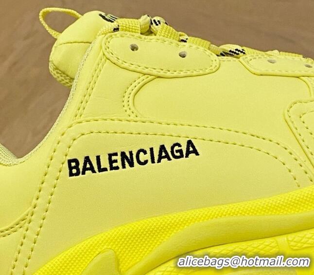 Grade Quality Balenciaga Triple S Trainers Sneakers in Calf Leather Yellow 0223039