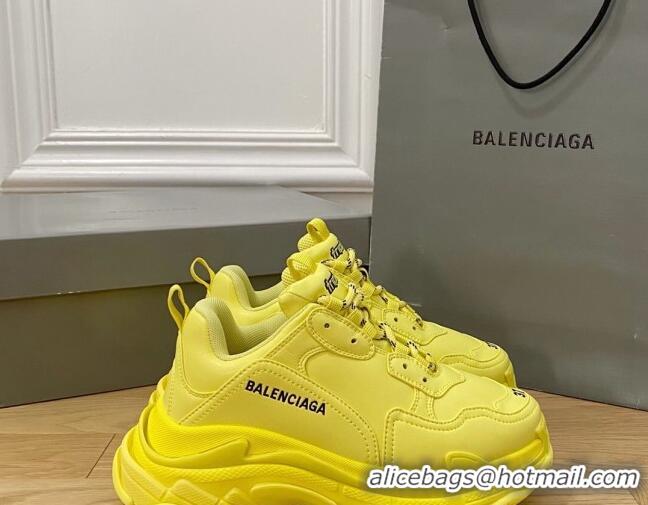 Grade Quality Balenciaga Triple S Trainers Sneakers in Calf Leather Yellow 0223039