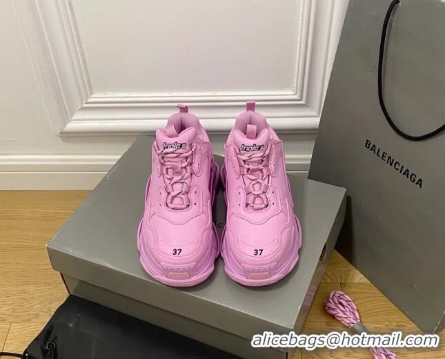 Best Product Balenciaga Triple S Trainers Sneakers in Calf Leather Pink 0223040