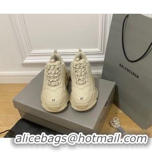 Best Grade Balenciaga Triple S Trainers Sneakers in Calf Leather Beige 0223041