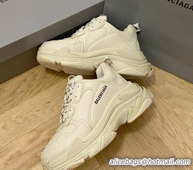 Best Grade Balenciaga Triple S Trainers Sneakers in Calf Leather Beige 0223041