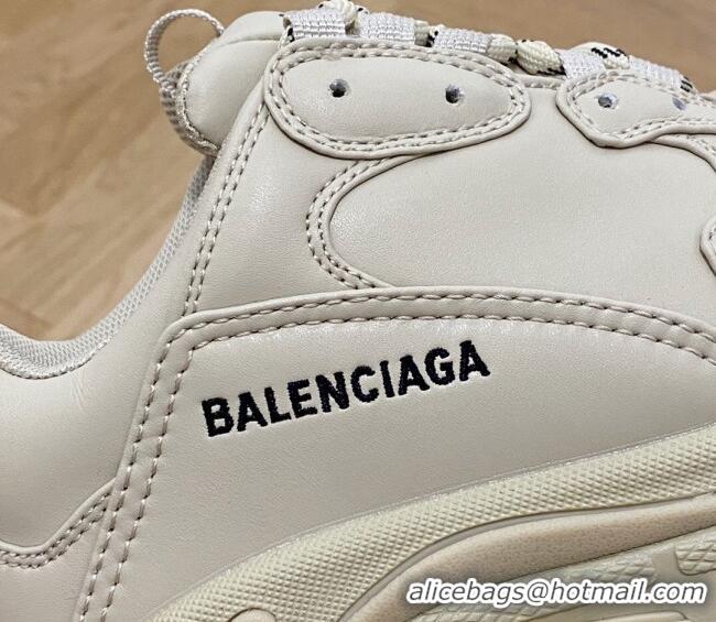 Best Grade Balenciaga Triple S Trainers Sneakers in Calf Leather Beige 0223041