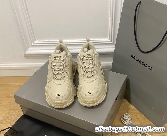 Best Grade Balenciaga Triple S Trainers Sneakers in Calf Leather Beige 0223041