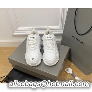 Good Looking Balenciaga Triple S Trainers Sneakers in Calf Leather White 0223042