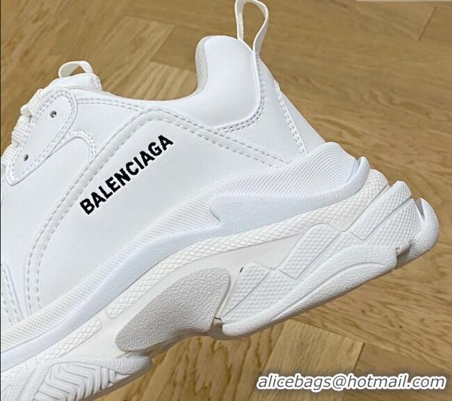 Good Looking Balenciaga Triple S Trainers Sneakers in Calf Leather White 0223042