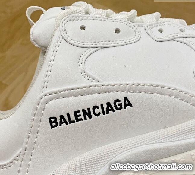 Good Looking Balenciaga Triple S Trainers Sneakers in Calf Leather White 0223042