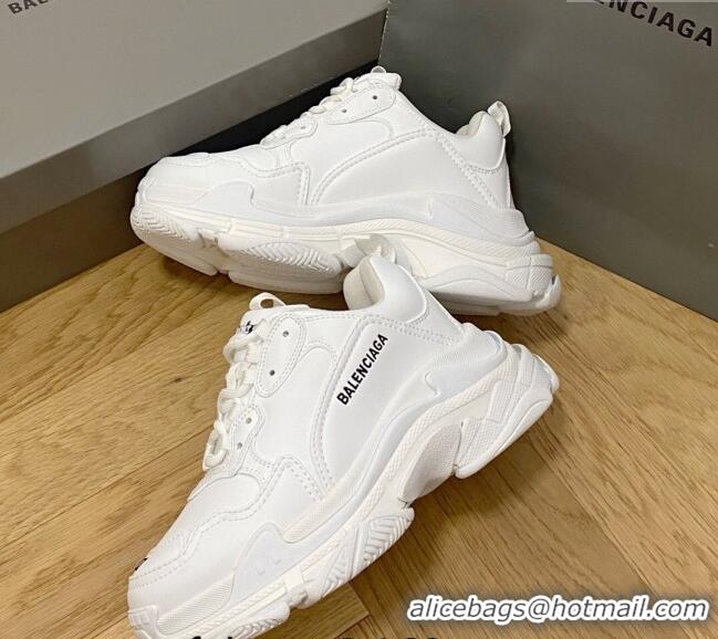 Good Looking Balenciaga Triple S Trainers Sneakers in Calf Leather White 0223042