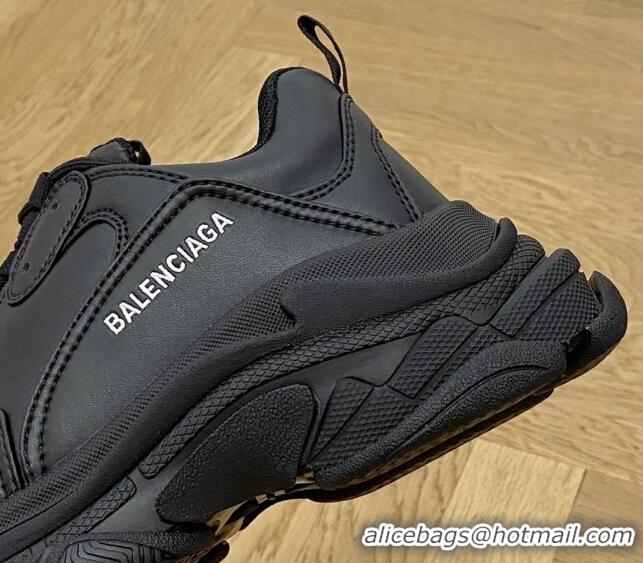 Low Price Balenciaga Triple S Trainers Sneakers in Calf Leather Black 0223043