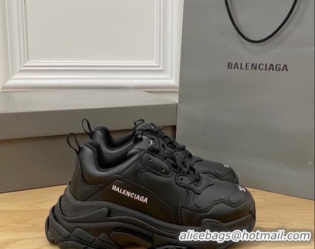 Low Price Balenciaga Triple S Trainers Sneakers in Calf Leather Black 0223043