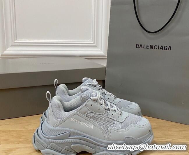 Shop Duplicate Balenciaga Triple S Trainers Sneakers in Leather and Mesh Dusty Blue 0223044