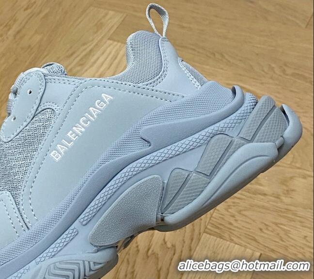 Shop Duplicate Balenciaga Triple S Trainers Sneakers in Leather and Mesh Dusty Blue 0223044