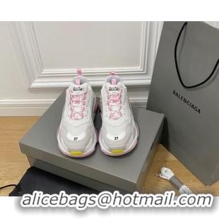 Good Quality Balenciaga Triple S Trainers Sneakers in Leather and Mesh Grey/Pink 0223045