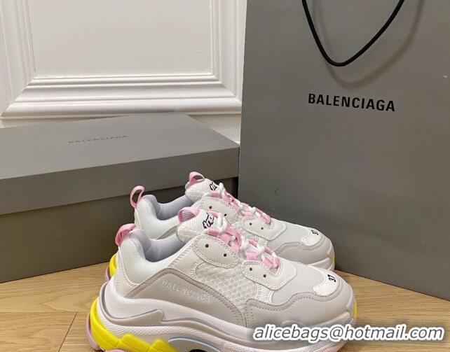 Good Quality Balenciaga Triple S Trainers Sneakers in Leather and Mesh Grey/Pink 0223045