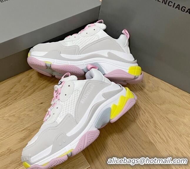 Good Quality Balenciaga Triple S Trainers Sneakers in Leather and Mesh Grey/Pink 0223045