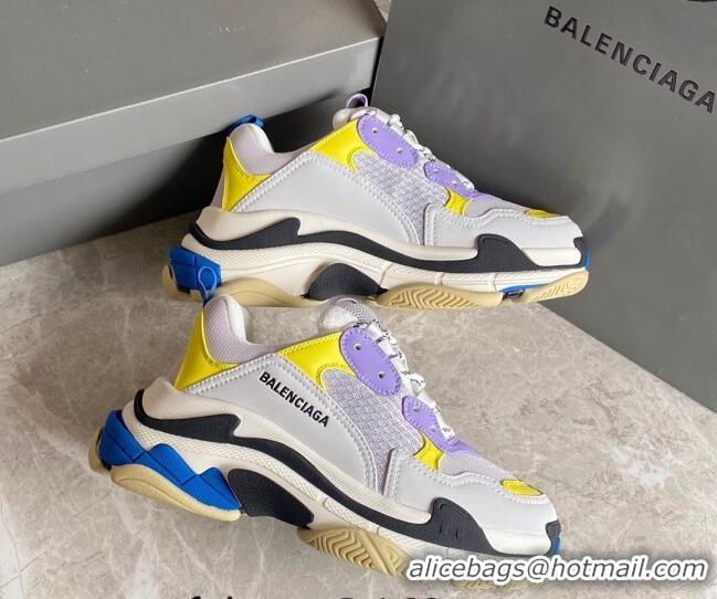 Luxury Cheap Balenciaga Triple S Trainers Sneakers in Leather and Mesh Yellow/Pink 0223046