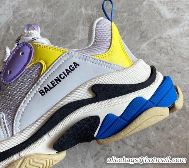 Luxury Cheap Balenciaga Triple S Trainers Sneakers in Leather and Mesh Yellow/Pink 0223046