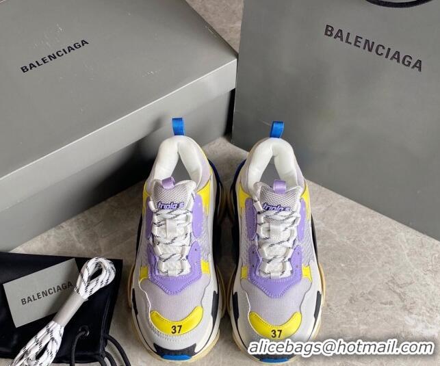 Luxury Cheap Balenciaga Triple S Trainers Sneakers in Leather and Mesh Yellow/Pink 0223046