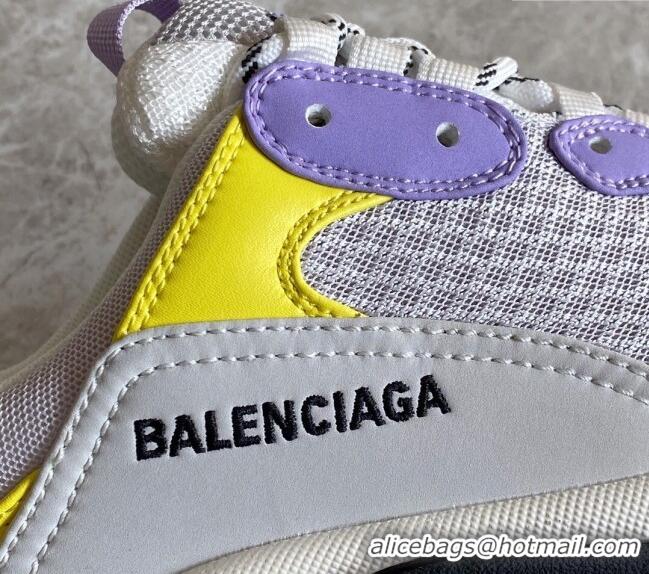 Luxury Cheap Balenciaga Triple S Trainers Sneakers in Leather and Mesh Yellow/Pink 0223046