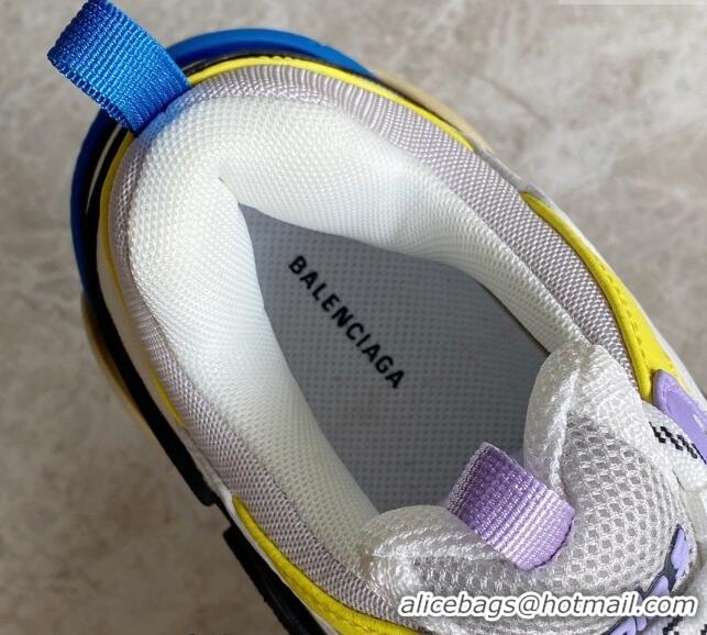 Luxury Cheap Balenciaga Triple S Trainers Sneakers in Leather and Mesh Yellow/Pink 0223046