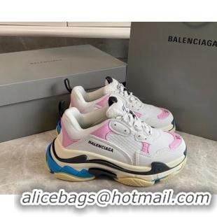 Popular Style Balenciaga Triple S Trainers Sneakers in Leather and Mesh White/Pink 223047