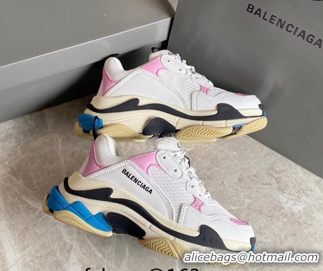 Popular Style Balenciaga Triple S Trainers Sneakers in Leather and Mesh White/Pink 223047