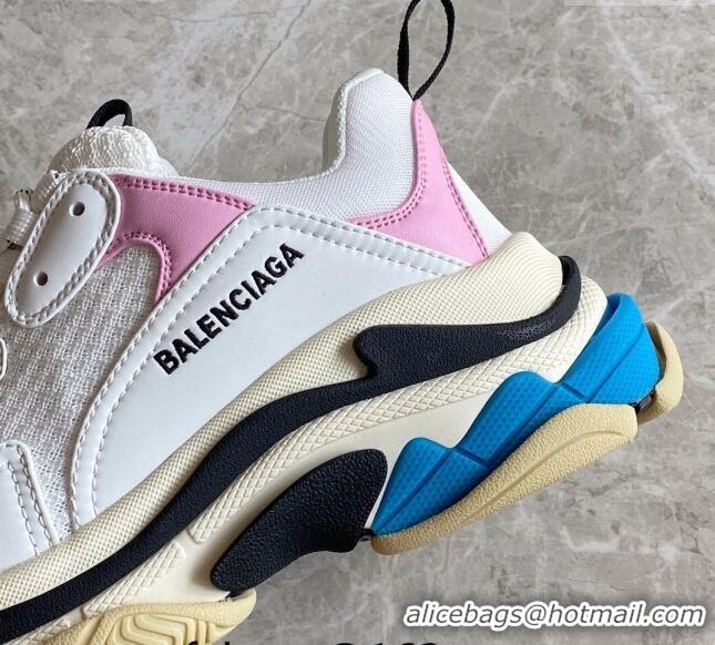 Popular Style Balenciaga Triple S Trainers Sneakers in Leather and Mesh White/Pink 223047