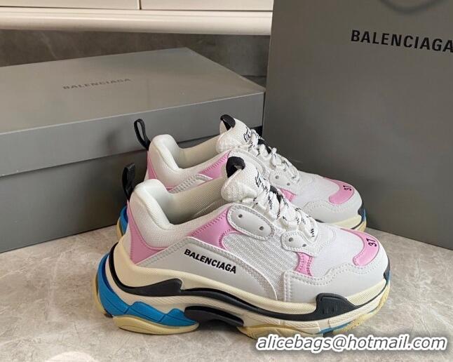 Popular Style Balenciaga Triple S Trainers Sneakers in Leather and Mesh White/Pink 223047