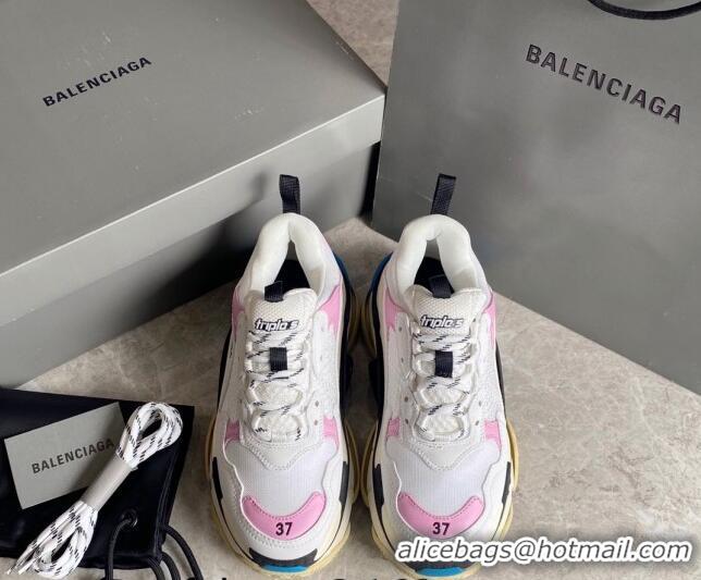 Popular Style Balenciaga Triple S Trainers Sneakers in Leather and Mesh White/Pink 223047