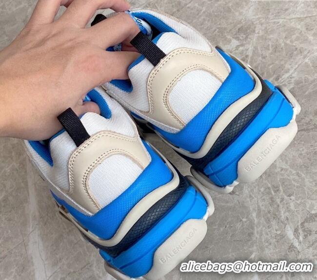 Pretty Style Balenciaga Triple S Trainers Sneakers in Leather and Mesh White/Blue 0223048