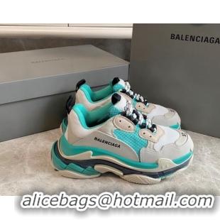 Most Popular Balenciaga Triple S Trainers Sneakers in Leather and Mesh White/Green 0223049