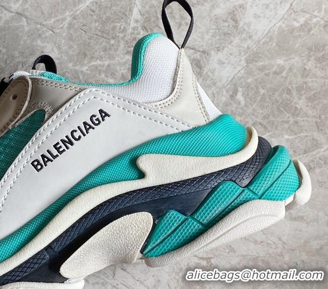 Most Popular Balenciaga Triple S Trainers Sneakers in Leather and Mesh White/Green 0223049