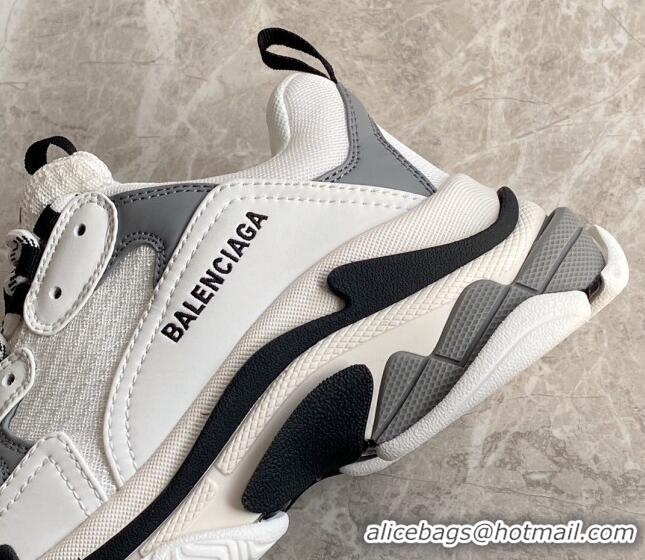 Charming Balenciaga Triple S Trainers Sneakers in Leather and Mesh White/Grey 0223050